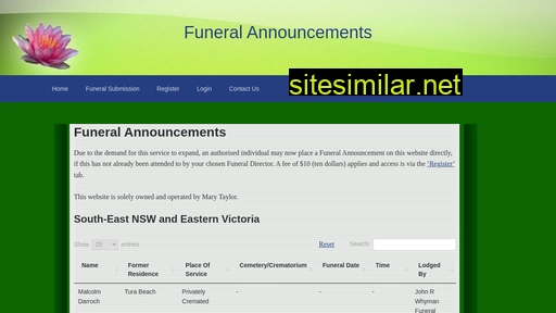 funeralannouncements.com.au alternative sites