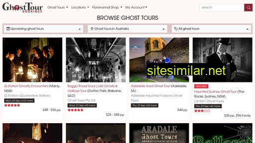 Ghosttourbookings similar sites