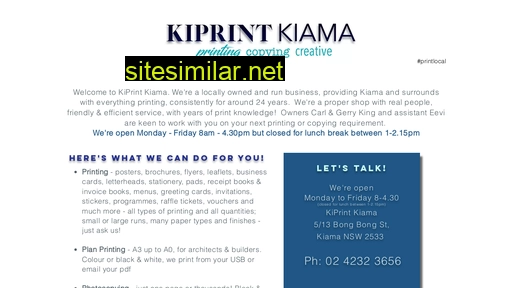 kiprintkiama.com.au alternative sites