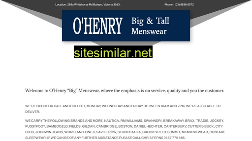 ohenrymenswear.com.au alternative sites