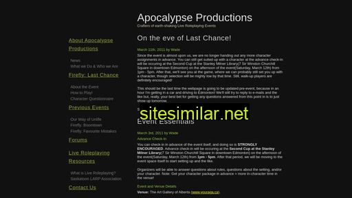 Apocalypseproductions similar sites