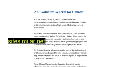 evaluatorgeneral.ca alternative sites