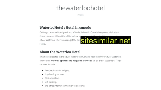 thewaterloohotel.ca alternative sites