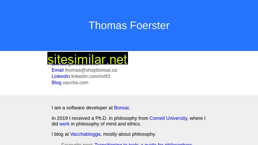 thomasfoerster.ca alternative sites