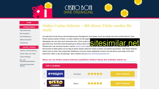 casinoboniohneeinzahlung.ch alternative sites