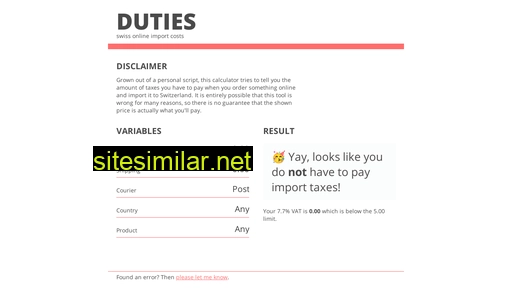 duties.ch alternative sites