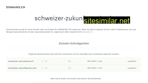 schweizer-zukunftspreis.ch alternative sites