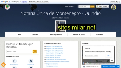 notariaunicamontenegro.com.co alternative sites