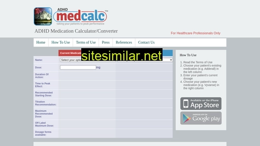 adhdmedcalc.com alternative sites