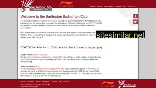 Burlingtonbadmintonclub similar sites