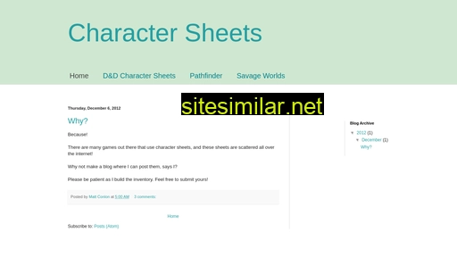 Character-sheets similar sites