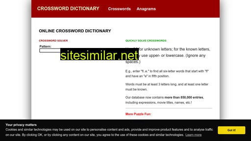 crossword-dictionary.com alternative sites