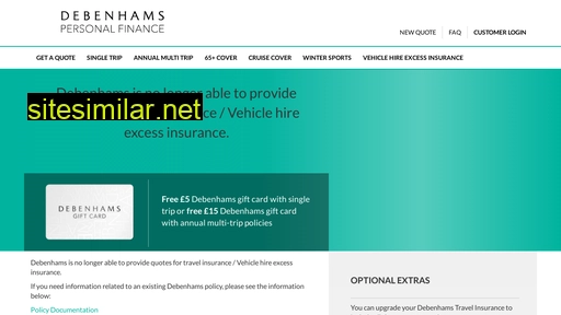 Debenhams-travelinsurance similar sites