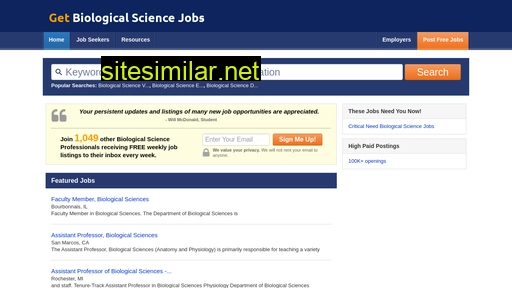 getbiologicalsciencejobs.com alternative sites