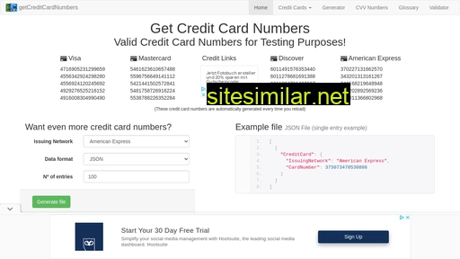 Getcreditcardnumbers similar sites