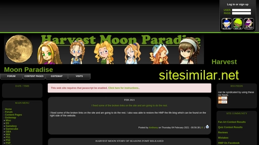 harvestmoonparadise.com alternative sites