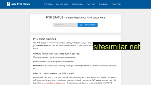 irctc-pnr-status.com alternative sites