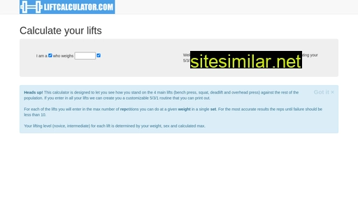 liftcalculator.com alternative sites