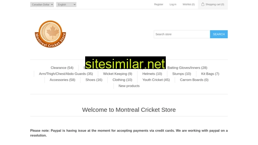 montrealcricketstore.com alternative sites