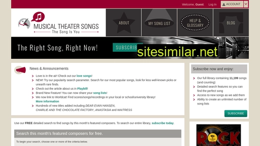 musicaltheatersongs.com alternative sites