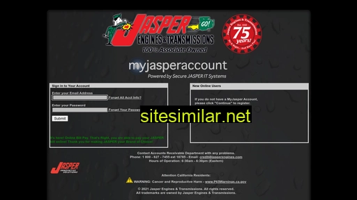 Myjasperaccount similar sites