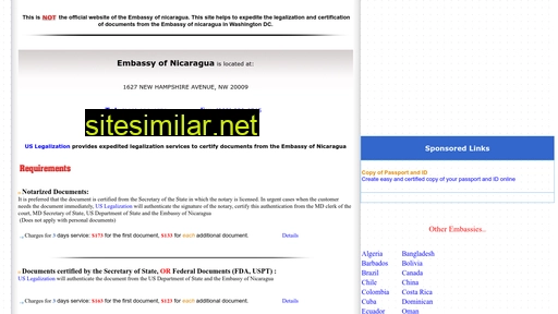 nicaraguaembassy.com alternative sites