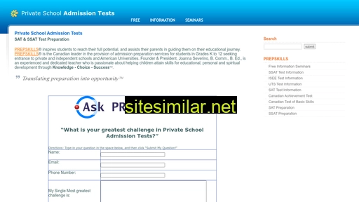 Privateschooladmissiontests similar sites