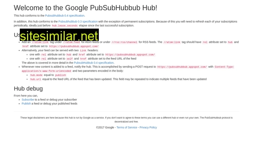 Pubsubhubbub similar sites
