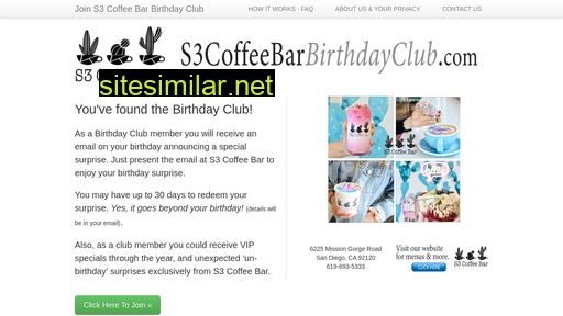 s3coffeebarbirthdayclub.com alternative sites