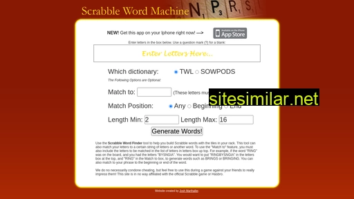 scrabblewordmachine.com alternative sites