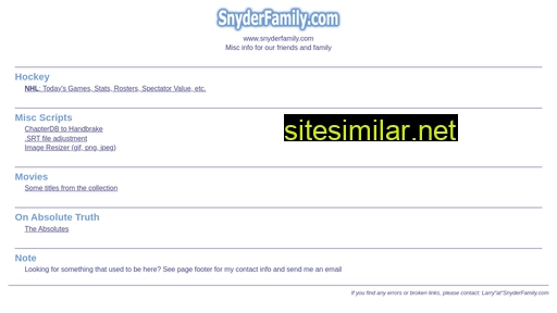 snyderfamily.com alternative sites