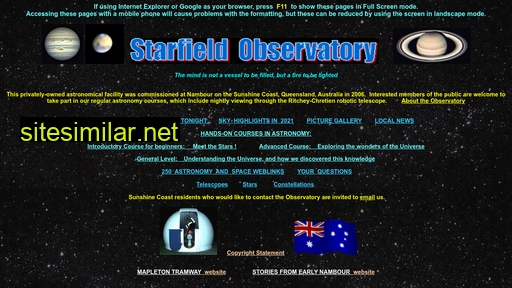 starfieldobservatory.com alternative sites
