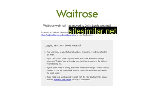 webmail.waitrose.com alternative sites