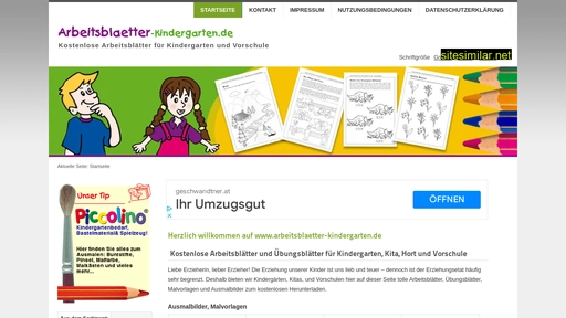 Arbeitsblaetter-kindergarten similar sites