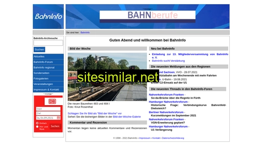 Bahninfo similar sites