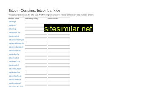 bitcoinbank.de alternative sites