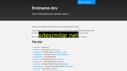 Firstname similar sites