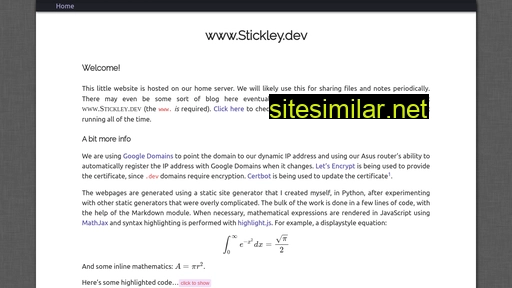 stickley.dev alternative sites