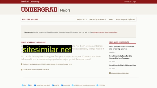 majors.stanford.edu alternative sites