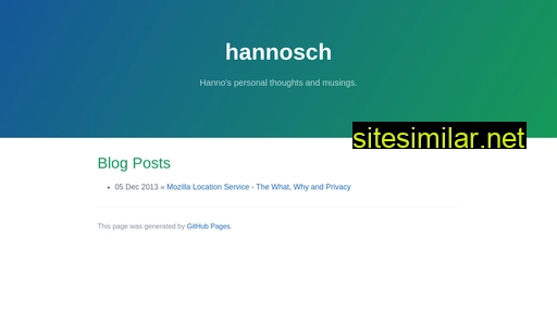 blog.hannosch.eu alternative sites