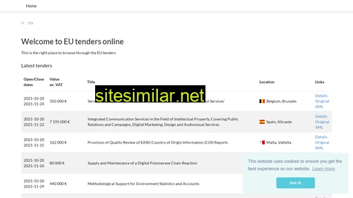 tendersonline.eu alternative sites