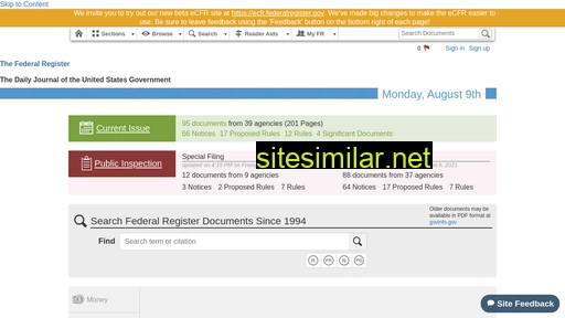 federalregister.gov alternative sites