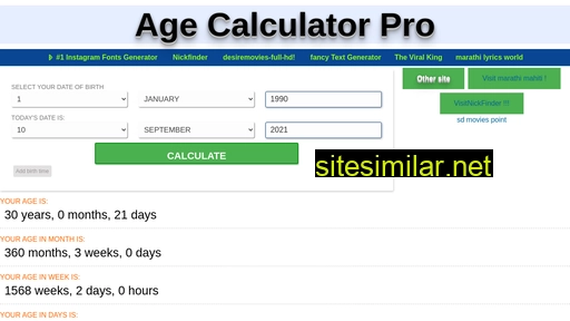 agecalculatorpro.in alternative sites
