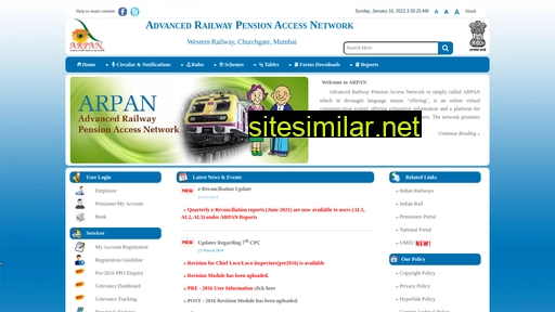 arpan.railnet.gov.in alternative sites
