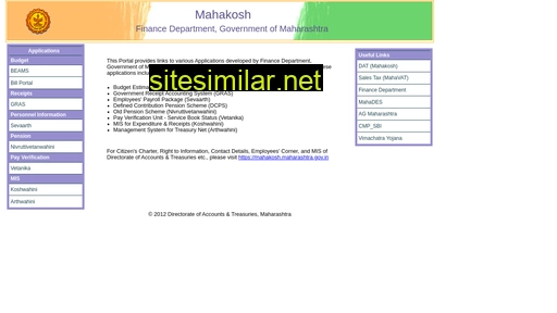 mahakosh.gov.in alternative sites
