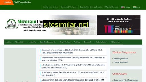 mzu.edu.in alternative sites