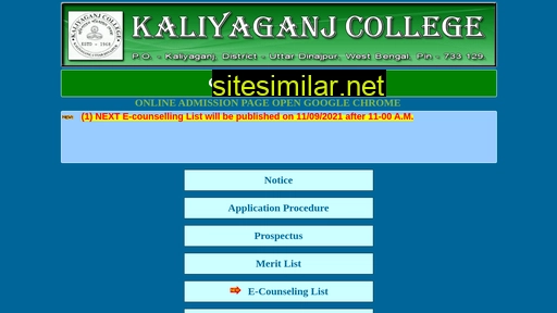 onlineadmissionkaliyaganjcollege.org.in alternative sites