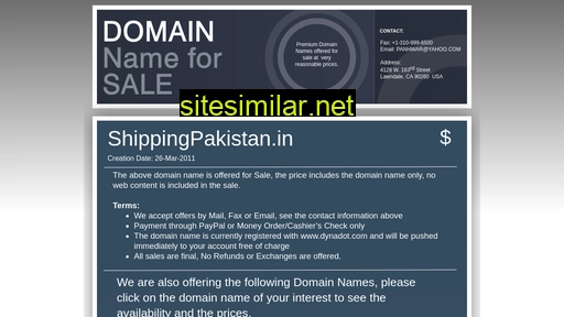 shippingpakistan.in alternative sites