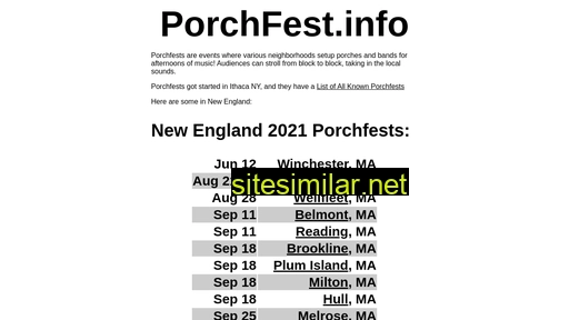 porchfest.info alternative sites