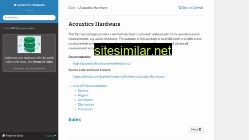 acoustics-hardware.readthedocs.io alternative sites